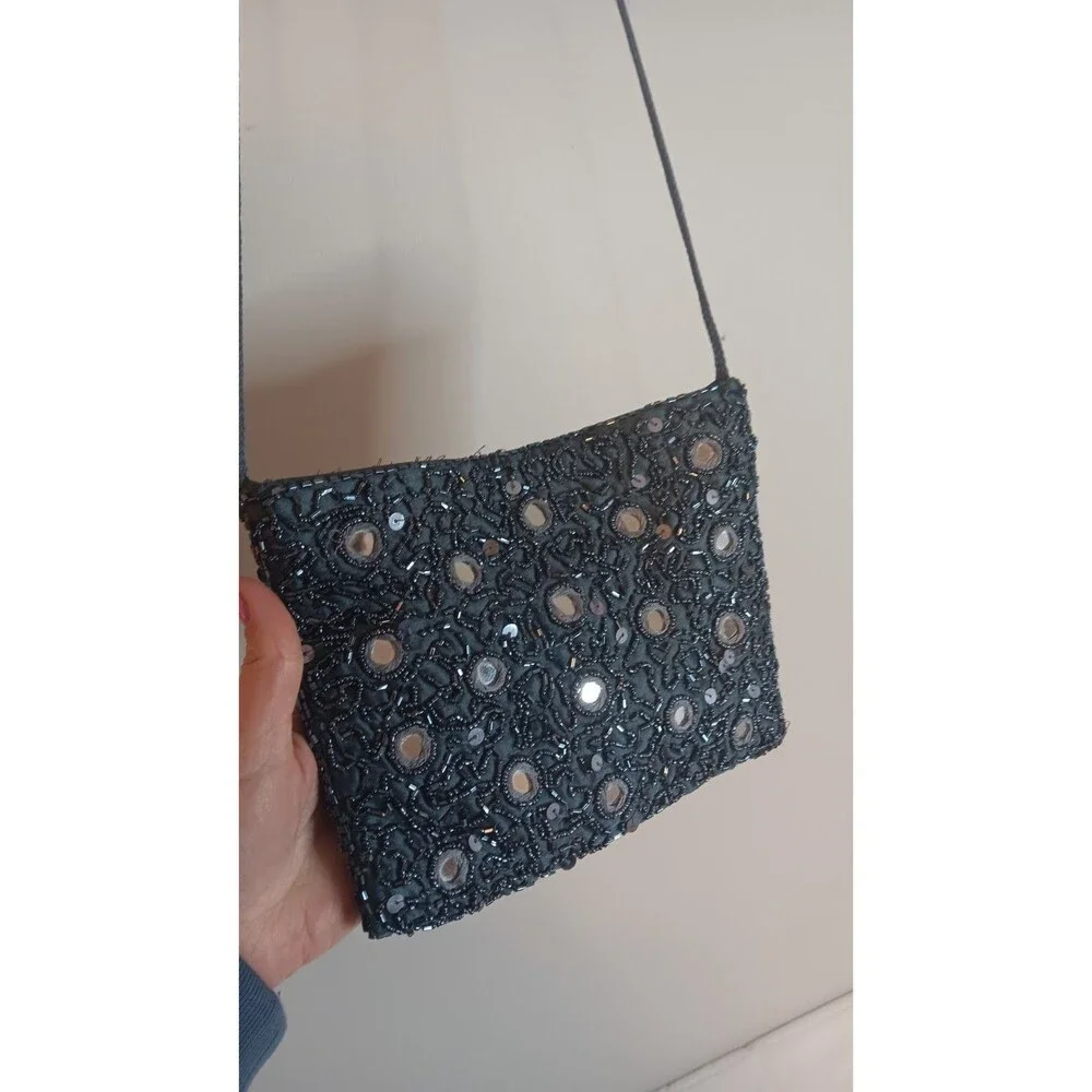 Blue Sequin Mini Crossbody Bag Formal Prom Cocktail